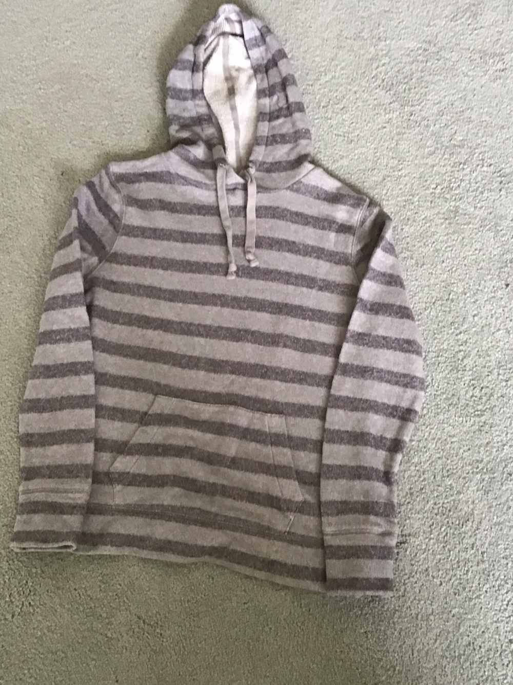 Striped Gray Hooded Pullover Sweatshirt - women’s
